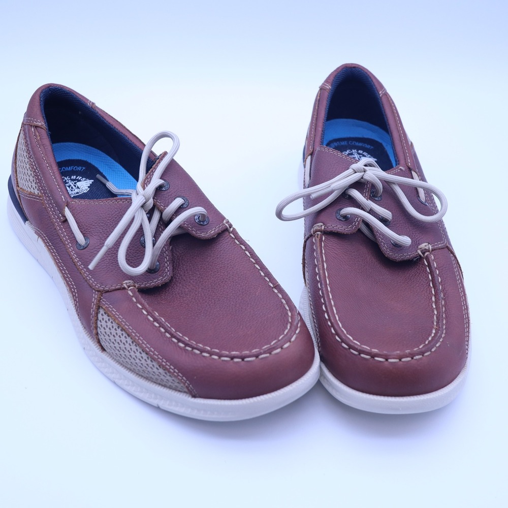 Dockers Mens Brown Leather Mesh Supreme Comfort Boat Shoes 90-35269 Size 11.5M